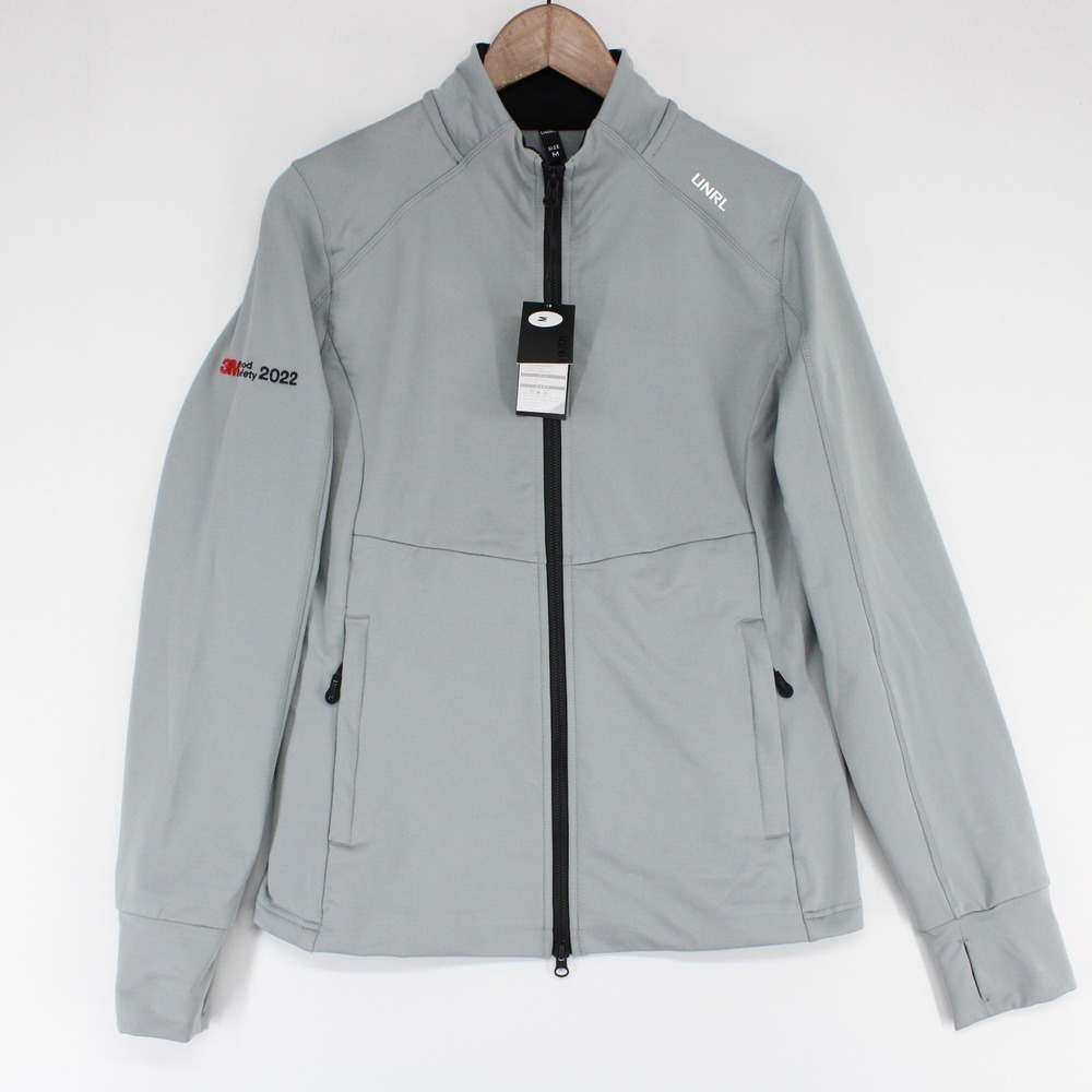 UNRL Transition Jacket Womens M Gray Full Zip Thumbholes Fleece Lined LOGO*
